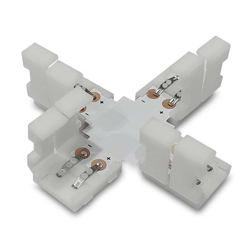 CONECTOR X (monocolor 2 pin) ENTRE TIRAS LED 10mm